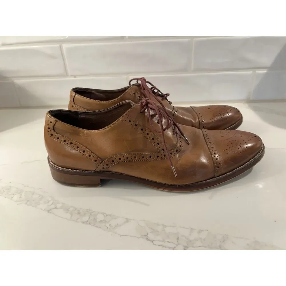 Johnston &‎ Murphy Mens Size 13 M Conrad Captoe Oxford Brown Leather Dress Shoe